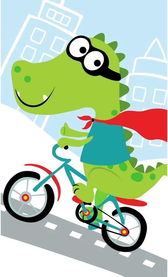 Prosop de copii Crocodil pe bicicletă, 30 x 50 cm