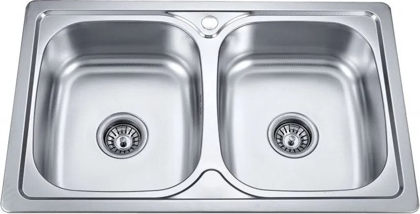 Chiuveta inox Inter Ceramic Tampico cu doua cuve fara picurator finisaj inox lucios 80x50 cm