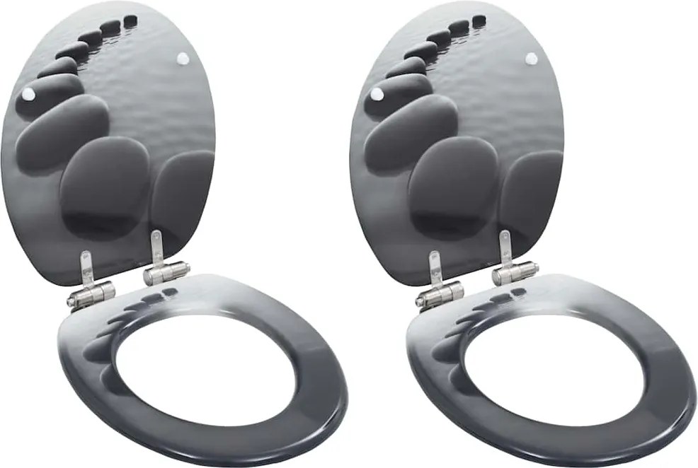 vidaXL Capace WC cu închidere silențioasă, 2 buc., MDF, design pietre