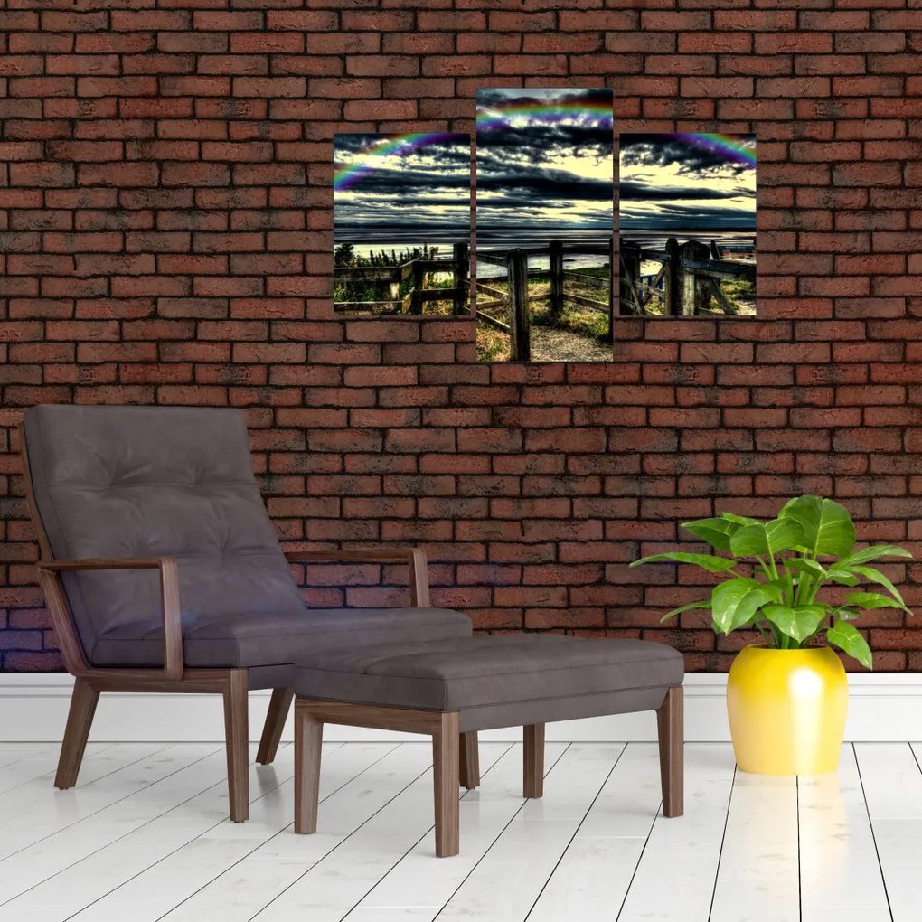 Tablou cu curcubeu deasupa mării (90x60 cm)