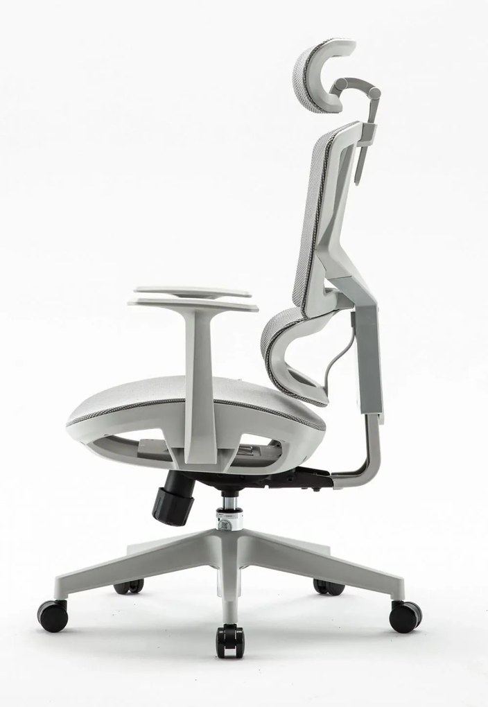 RESIGILAT - Scaun ergonomic SIHOO, spatar reglabil pe inaltime, suport lombar revenire automata, tetiera reglabila, mecanism inclinare/blocare in 3 pozitii, pivotant, Mesh, Gri