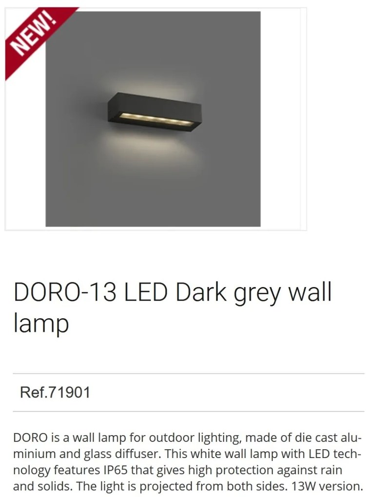 Aplica LED de exterior ambientala design modern IP65 DORO-13 gri inchis