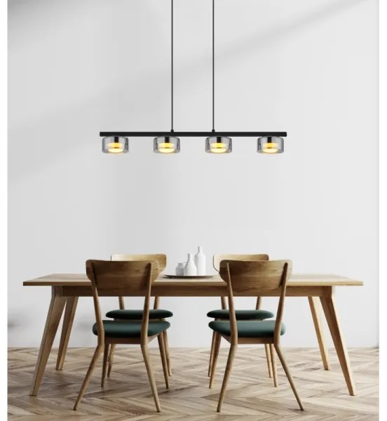 Lustră LED pe cablu Globo 16055-4HS HIGGINS 4xGX53/6W/230V fumuriu/negru