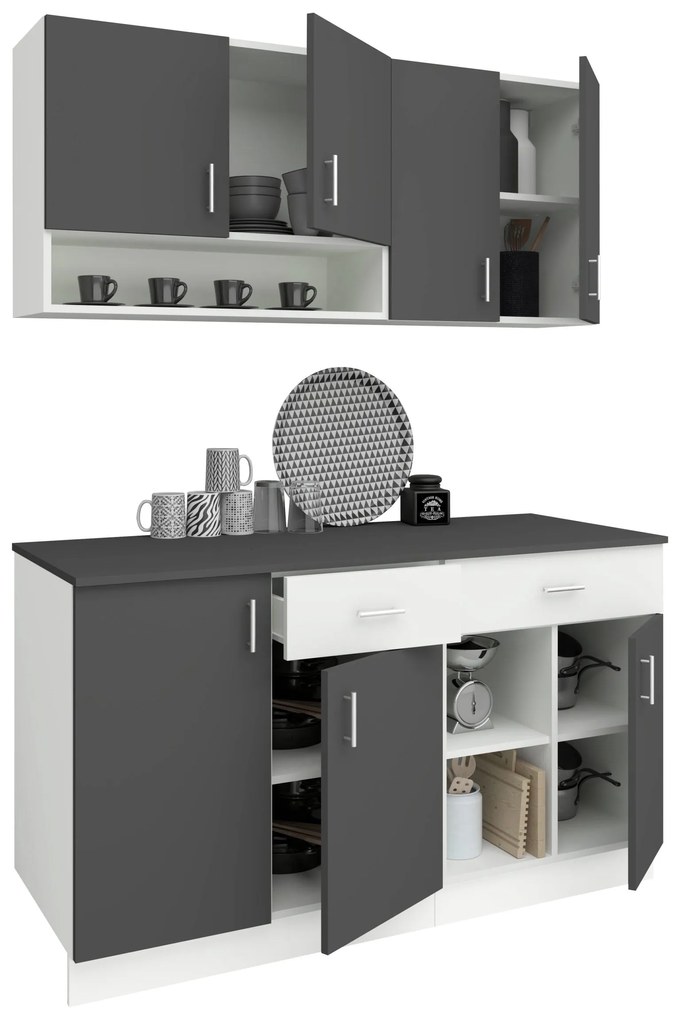 Set Bucatarie Berna, Antracit/Alb, L 140 cm