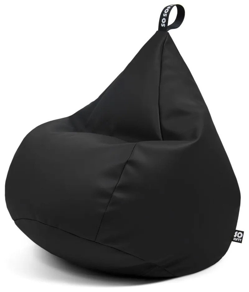 Fotoliu bean bag negru cu tapițerie din imitație de piele Drop L – So Soft?
