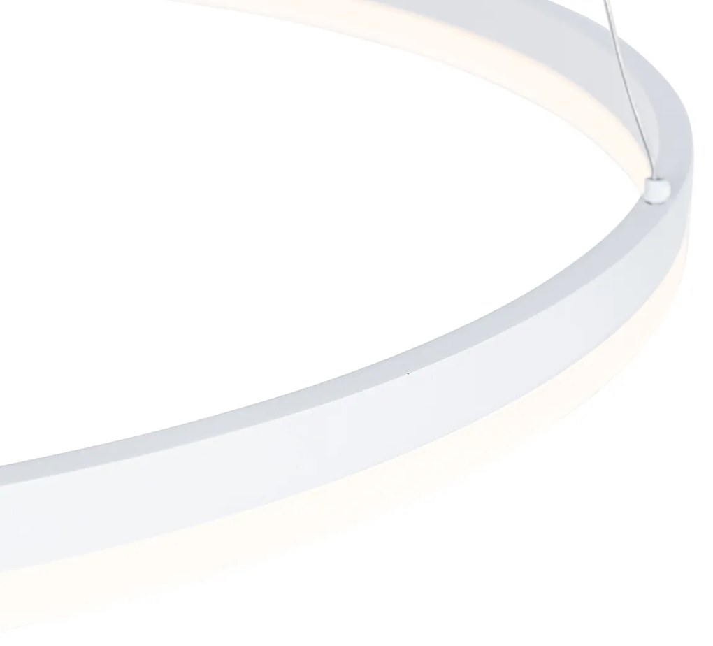 Lampă pendant de design albă 80 cm cu LED inclus cu dimmer în 3 trepte - Anello