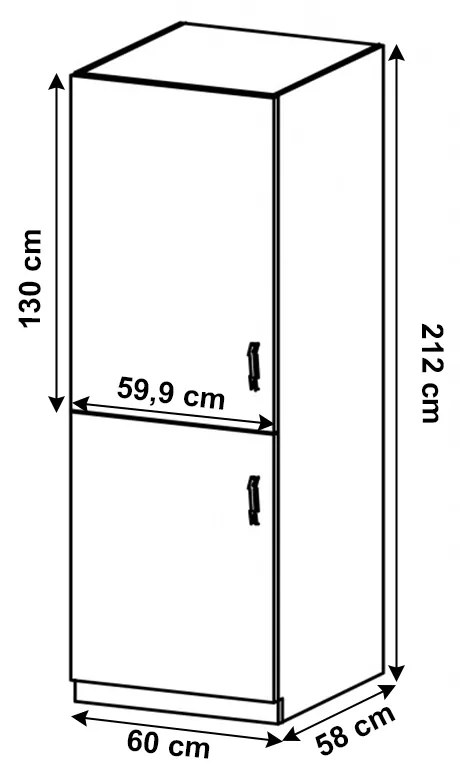 Dulap inferior de bucătărie pentru frigider încorporat D60ZL Sillina (Nuc milano). 1015116