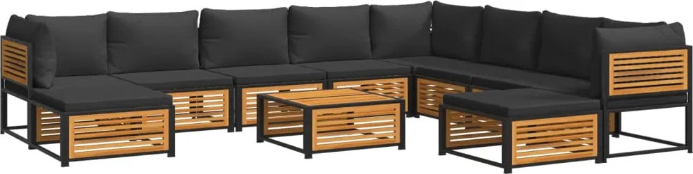 vidaXL Set canapele grădină cu perne, 11 piese, lemn masiv acacia