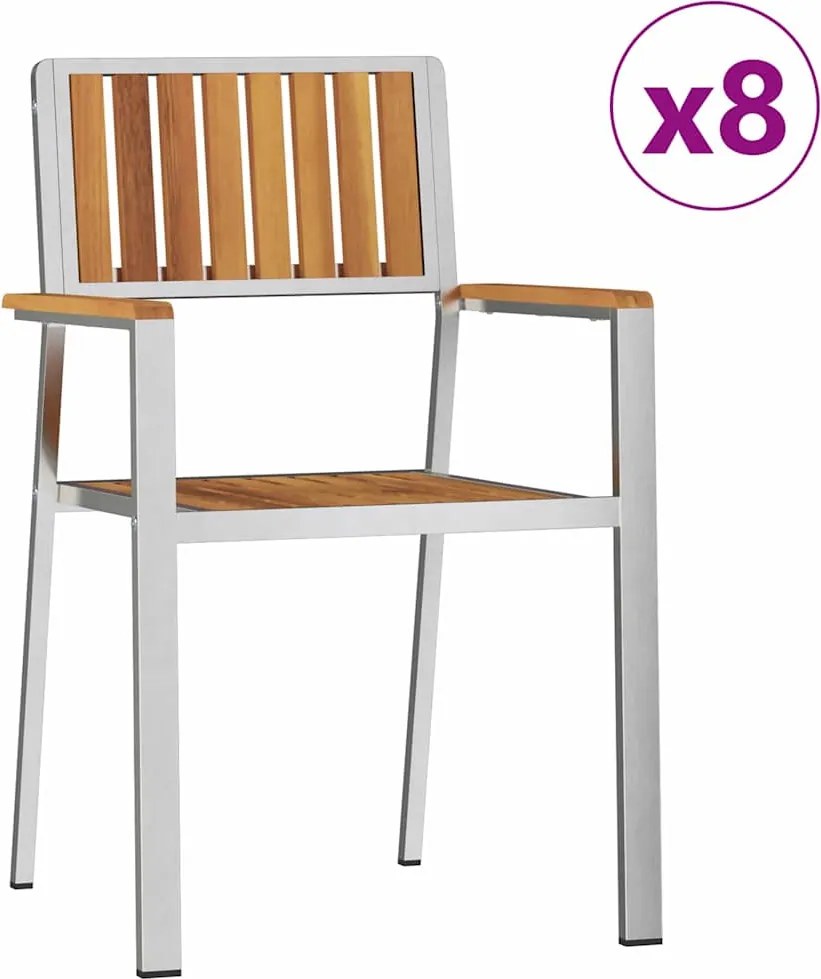 vidaXL Scaun pentru Grădină 8 pcs Maro Lemn Solid de Acacia