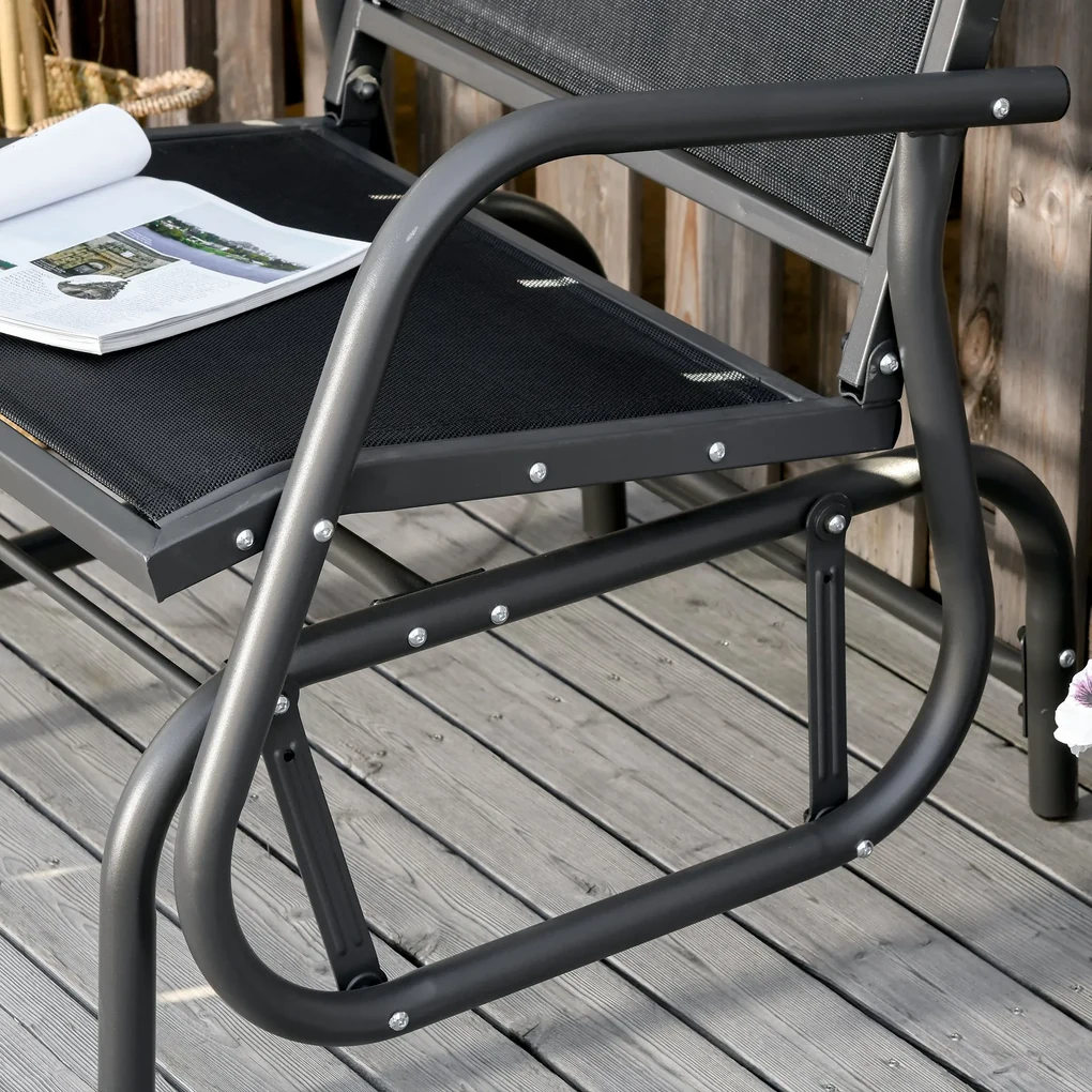 Scaun Balansoar 2 în 1 Outsunny din Metal, Design Modern, 75x66x85 cm, Negru | Aosom Romania