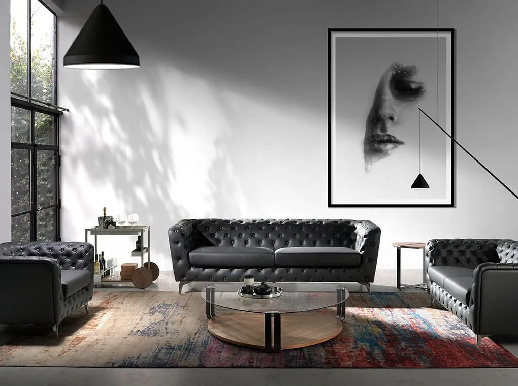 Gheridon/ masuta laterala design LUX Walnut AC 3116-C1701-NOGAL