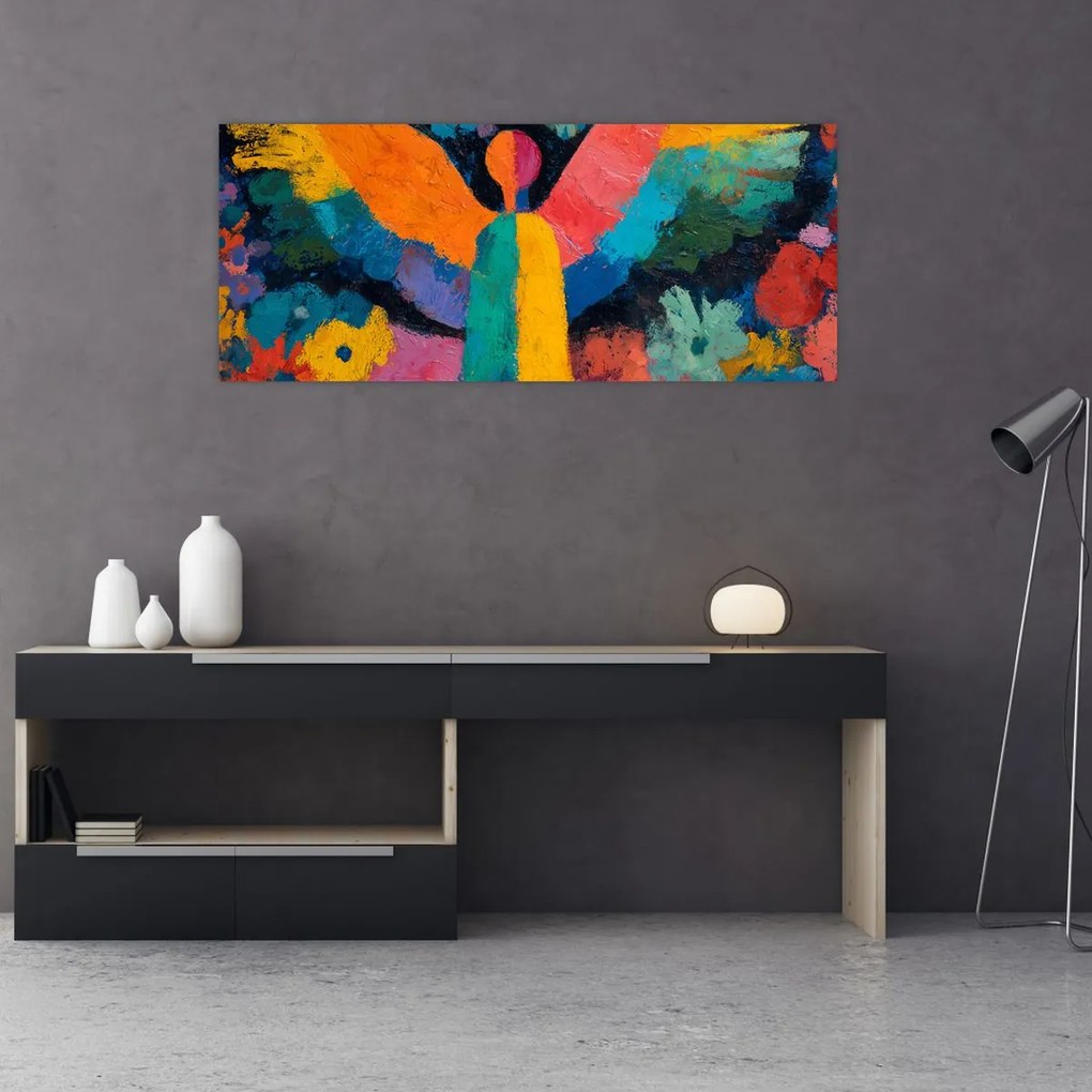 Tablou - Înger abstract cu flori (120x50 cm)
