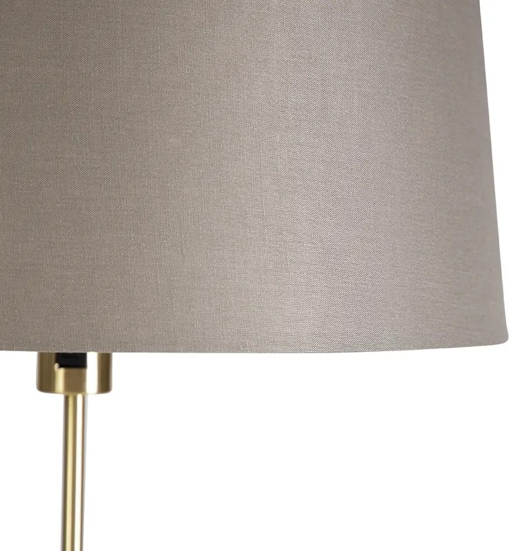 Lampă de podea auriu/alamă cu abajur din in taupe 45 cm - Parte