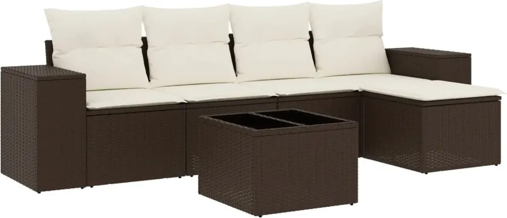 vidaXL Set canapele de grădină cu perne, 6 piese, maro, poliratan