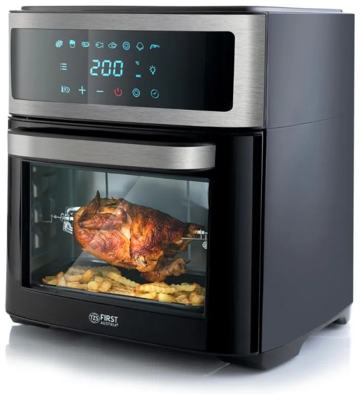 Resigilat: Friteuza cu aer fara ulei Air Fryer First Austria FA-5053-5, 1700W, 13 litri, 8 programe, Timer, Inox/negru
