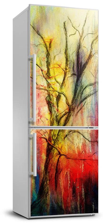 Autocolant pe frigider copac abstract