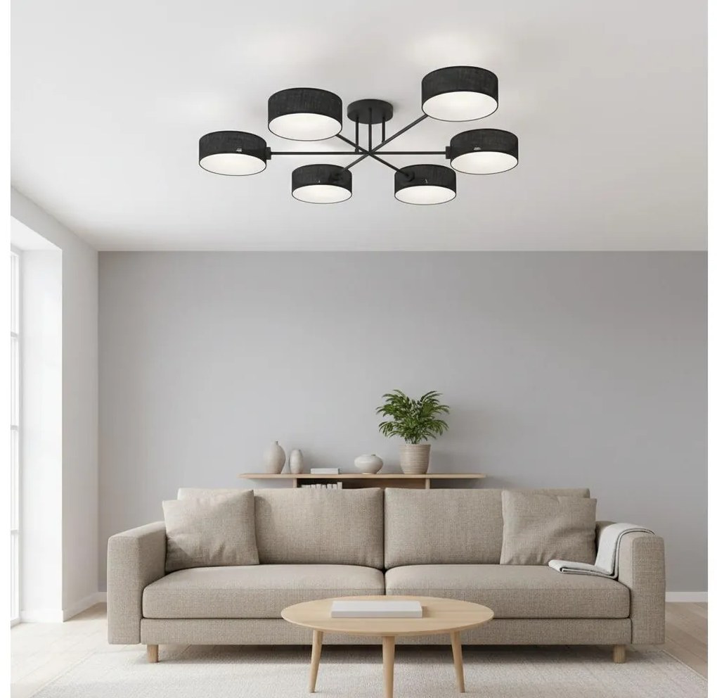 Candelabru pentru montaj pe tavan MAGA 6xE14/10W/230V negru