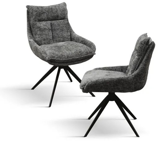 PAZZO DESIGN Set de 2 scaune Biagio Gri cu tapițerie din material textil și picioare metalice | Aosom Romania