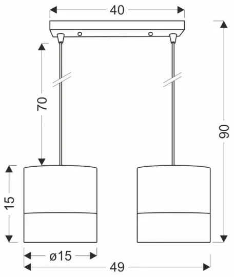 Lustră pe cablu BIANCO 2xE27/40W/230V alb/maro