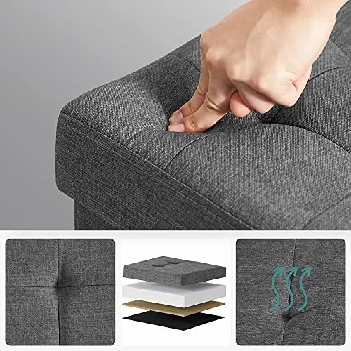 SongmicsHome Taburet cu spațiu de depozitare OTO, 76x38x38cm, antracit