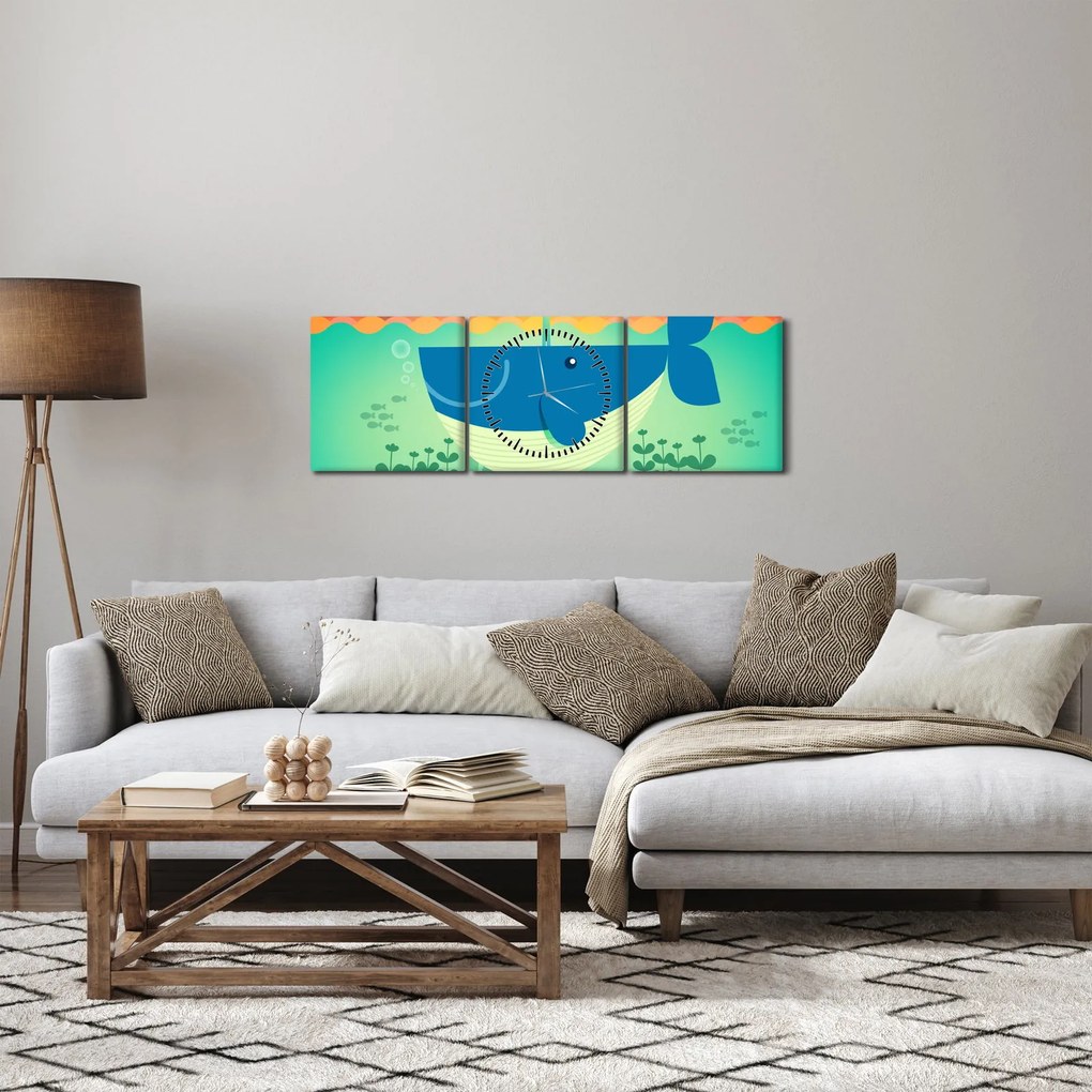 Tablou - Balena veselă (cu ceas) (90x30 cm)