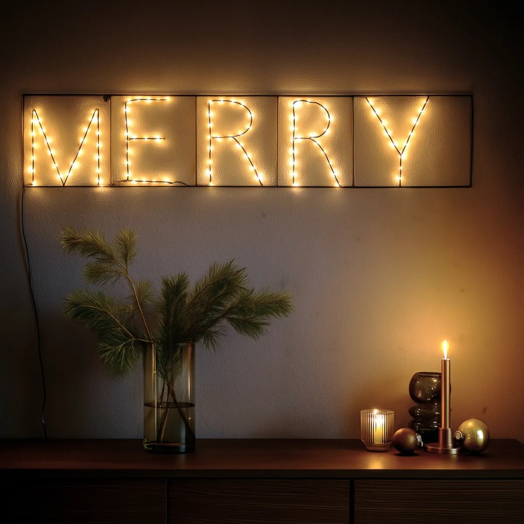 Lampă de perete de Crăciun neagră MERRY incl. LED cu temporizator IP44 - Yoro