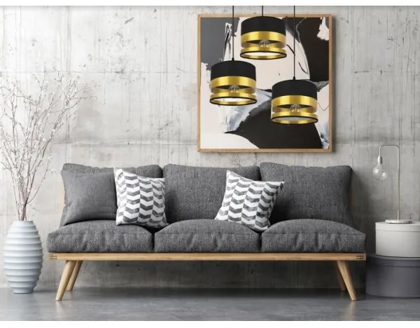 Lustră pe cablu MILO 3xE27/60W/230V aurie/neagră