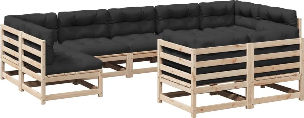 vidaXL Set canapea de grădină cu perne, 9 piese, lemn masiv de pin