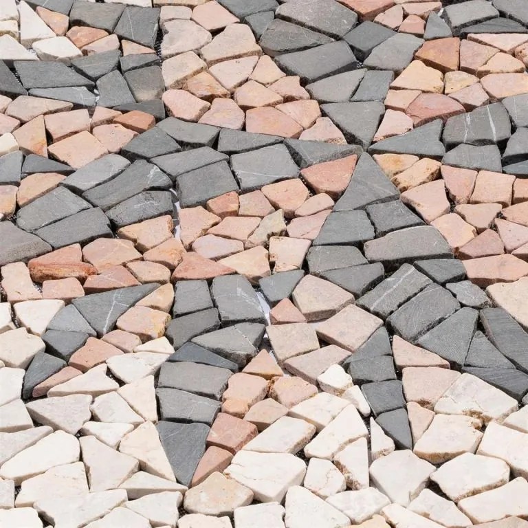 Mozaic din marmură, motiv Rosone Windrose, 90 x 90 cm