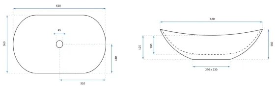 REA-U0441 - Lavoar pentru blat ROYAL 35,5x61,5 cm ceramică/alb lucios