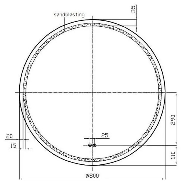 Oglinda rotunda 80 cm cu iluminare LED si dezaburire, Fluminia, Ando 800 mm