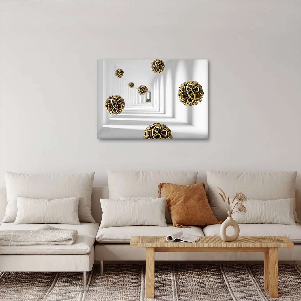 Tablou abstract cu mingi de fotbal (70x50 cm)
