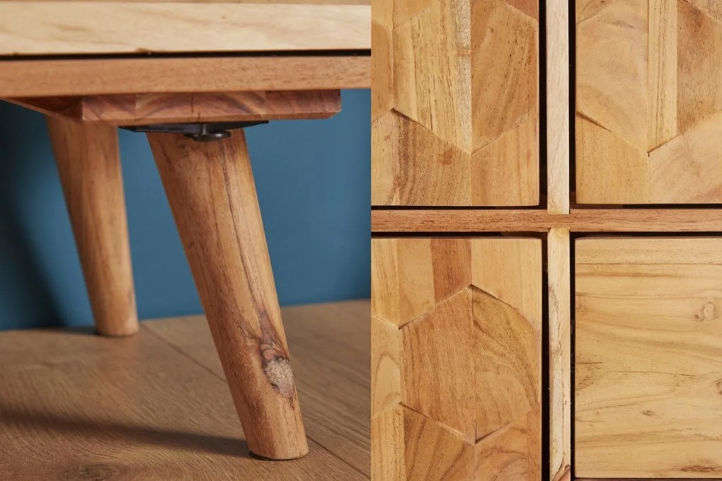 Dulap din lemn Mystic Living 140cm, salcam natur