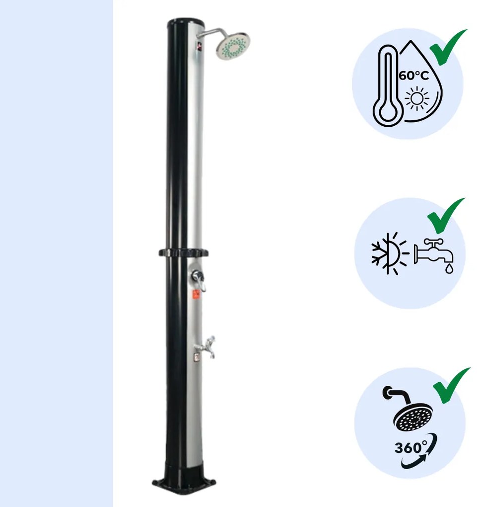 Duș solar KARIBIK, 35 l, argintiu/negru Jurhan