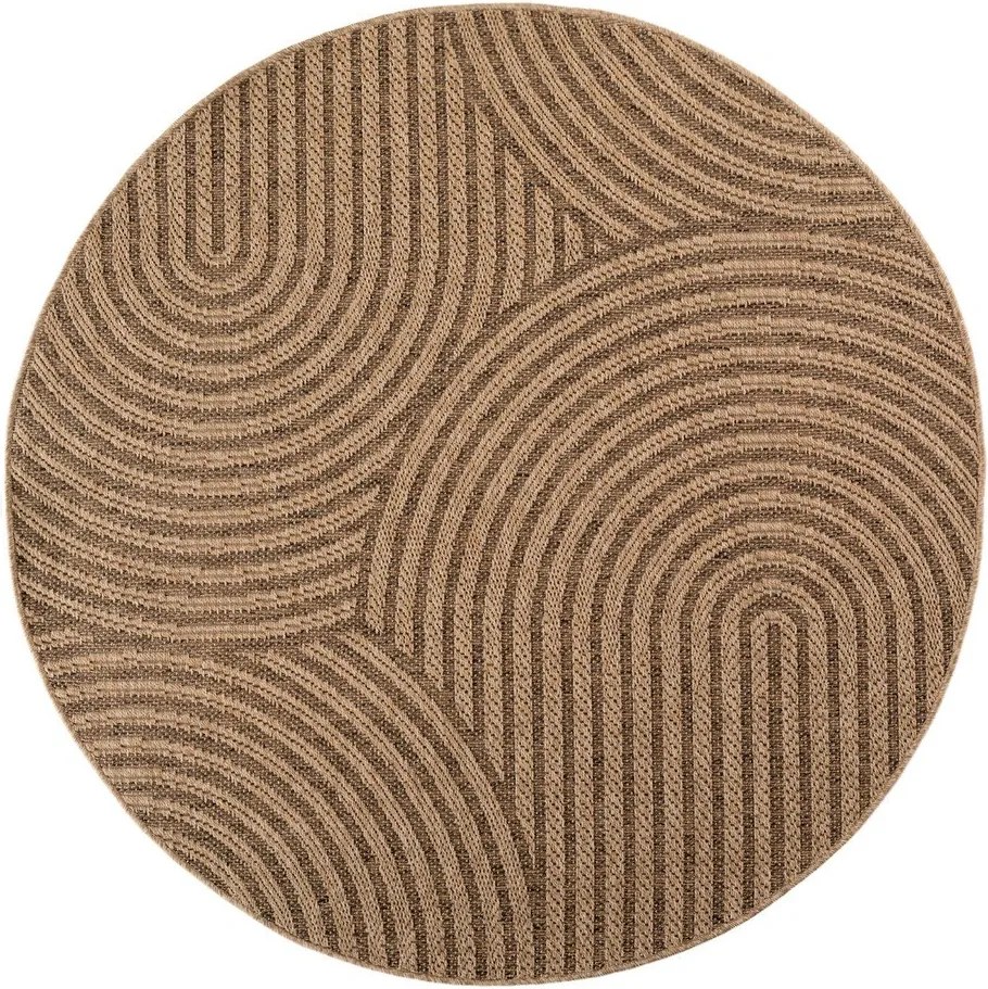 Covor pentru exterior și interior maro rotund ø 120 cm Timber 1401 – Ayyildiz Carpets