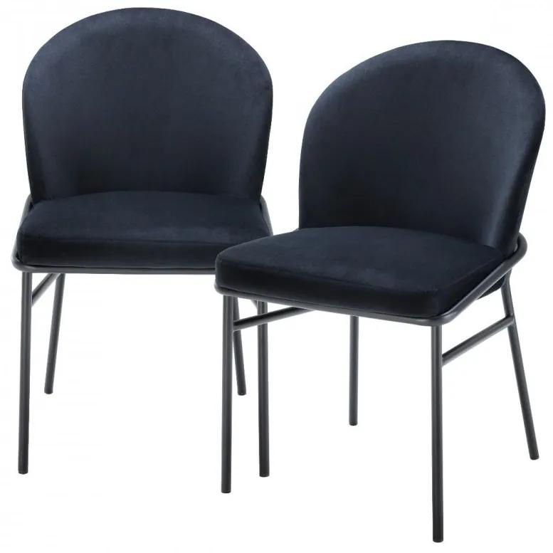Set de 2 scaune design modern Willis, catifea Savona negru 113776 HZ
