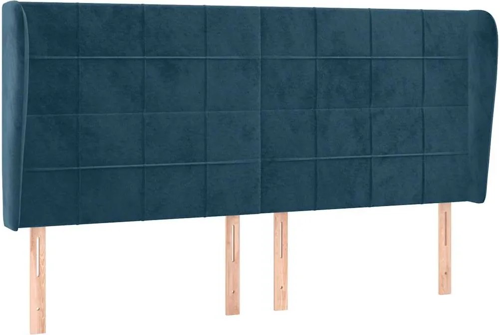 vidaXL Tăblie pat cu urechi albastru închis 163x23x118/128 cm catifea