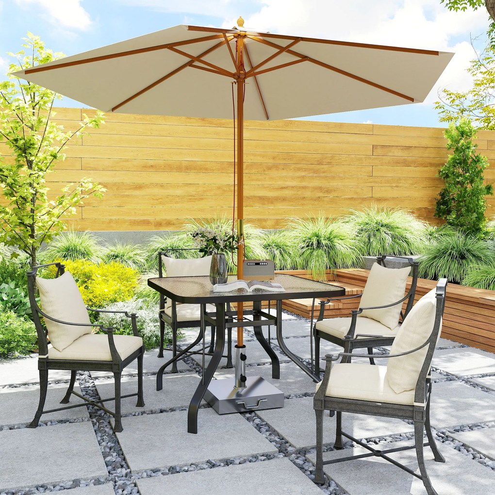 Outsunny Masă de Grădină pentru 4 Persoane cu Gaură pentru Umbrelă Ø54 mm, 96,5x96,5x70 cm, Negru | Aosom Romania