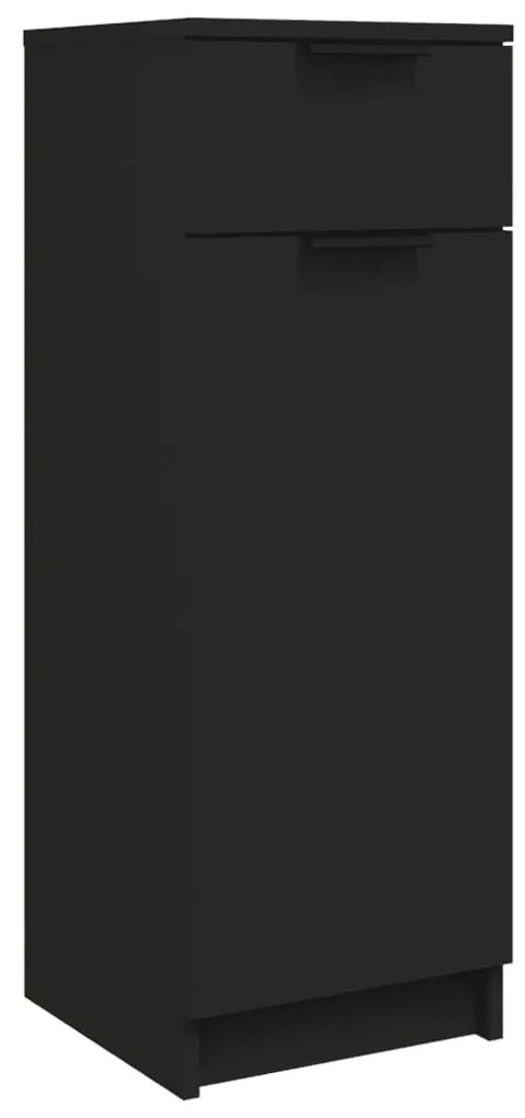 811287 vidaXL Dulap de baie, negru, 32x34x90 cm, lemn compozit