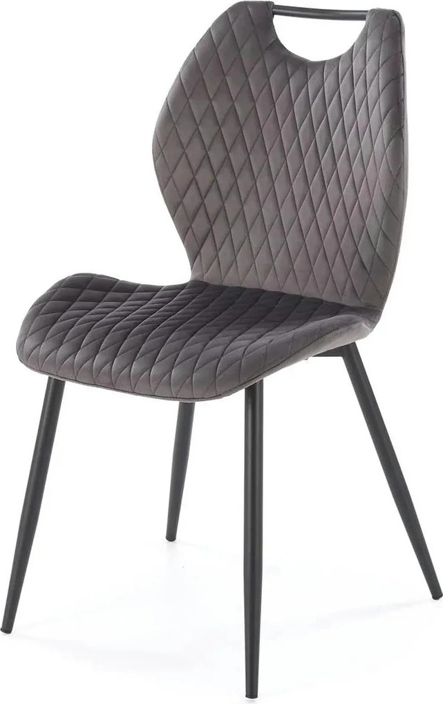 Scaun K569, gri - HLR 21, stofa catifelata/otel, 47x54x84 cm