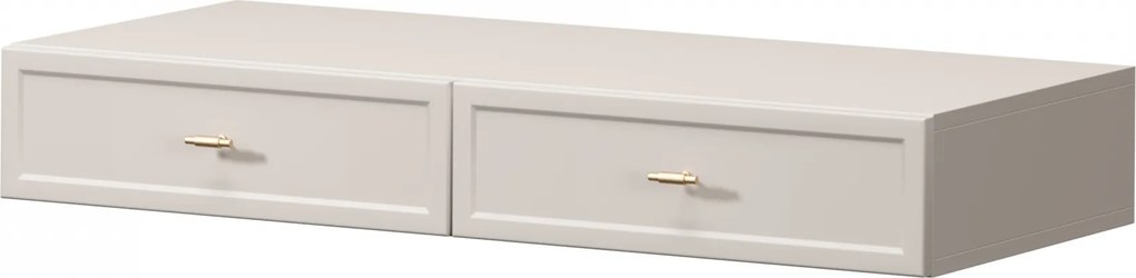 Consolă suspendată cu sertare Lorini 100 cm - cașmir / mânere aurii T-bar