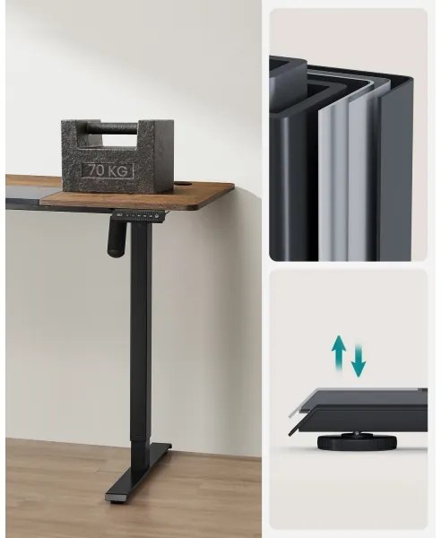 Birou SOLEA-X reglabil pe înălțime, maro/negru