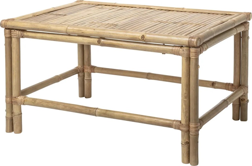 Măsuță de cafea de exterior natur din lemn de bambus, „Sole”