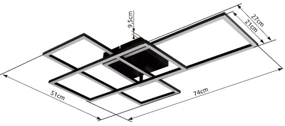 Plafonieră LED dimabilă Globo 67227-40NBSH GABRIEL 40W/230V d. 51x74 cm + telecomandă