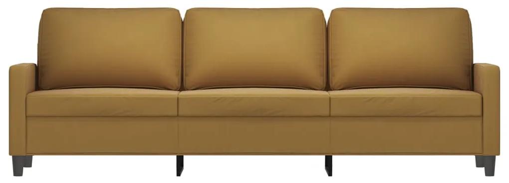 Canapea cu 3 locuri, maro, 210 cm, material catifea Maro, 228 x 77 x 80 cm