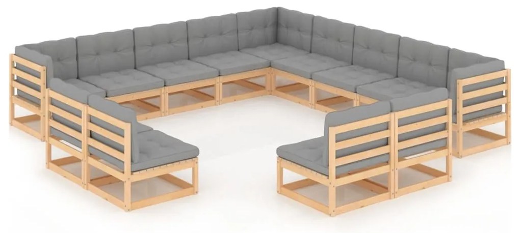 vidaXL Set mobilier de grădină cu perne, 13 piese, lemn masiv de pin