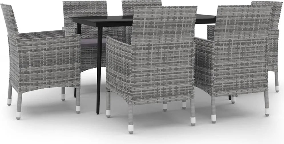 vidaXL Set mobilier de grădină cu perne, 7 piese, poliratan și sticlă