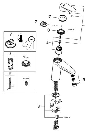 GROHE 23449002 - Baterie pentru lavoar EURODISC COSMOPOLITAN, mărime M, crom