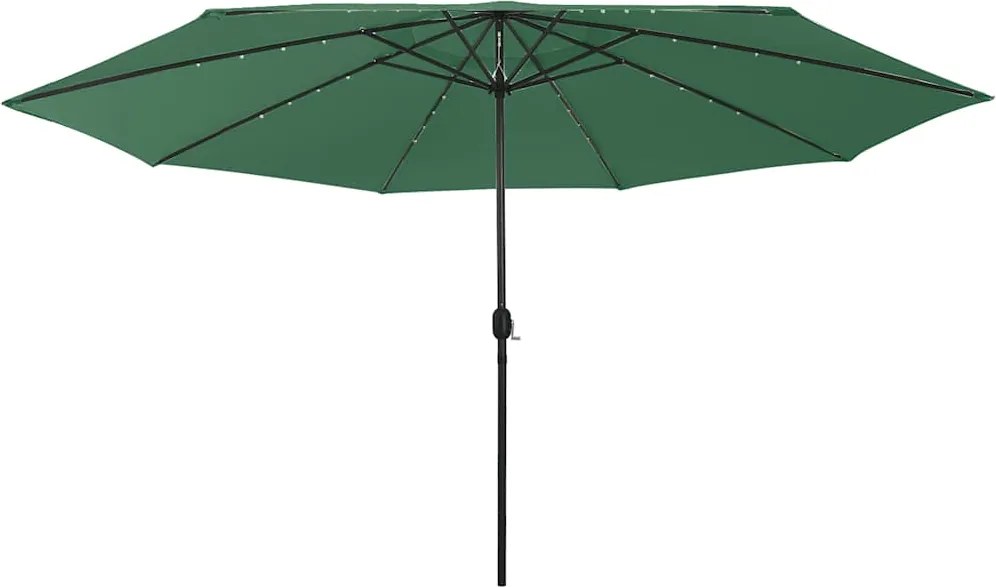 vidaXL Umbrelă soare de grădină cu LED-uri, verde, 400 cm