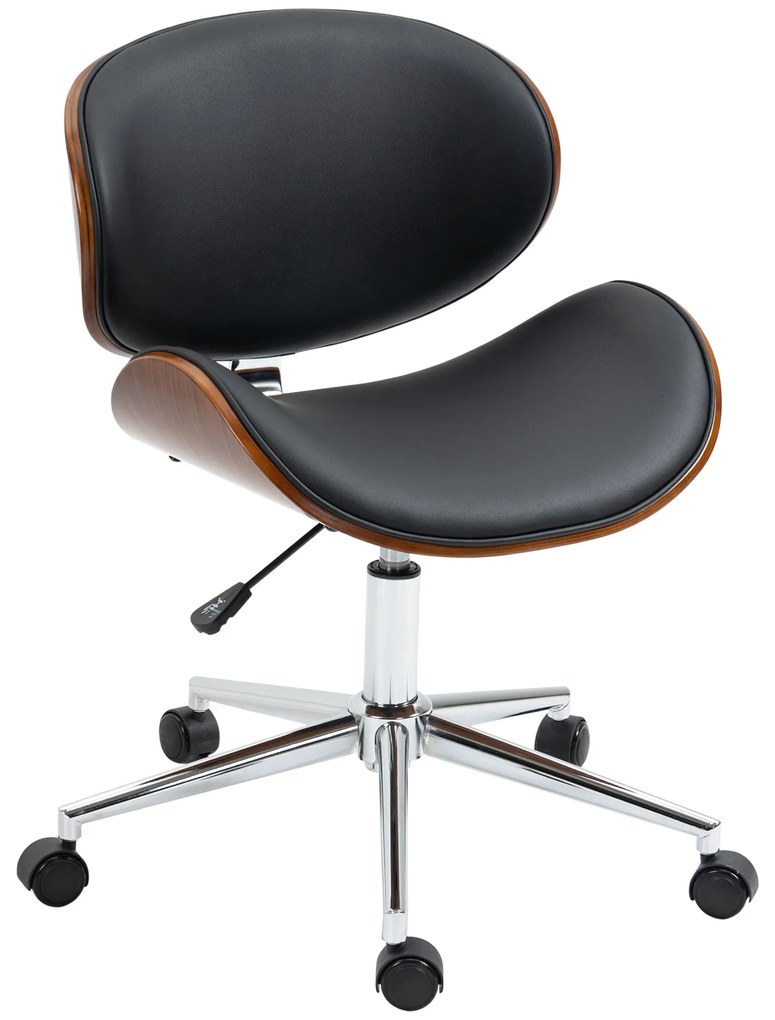 Vinsetto Scaun de birou design vintage înălțime reglabilă pivotant 360° lemn de plop înveliș sintetic 53 x 53 x 77-87 cm | Aosom Romania